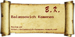 Balassovich Kemenes névjegykártya